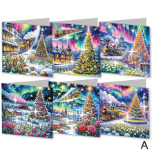Tacar Cártaí Beannachta Ealaíne Diamond DIY Lámhdhéanta 6 phíosa