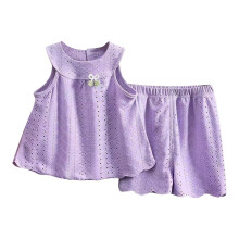 Conjunto morado sin mangas y shorts para niñas pequeñas de 5 a 6 años, atuendo casual de verano – Compatible con ropa de bebé niña