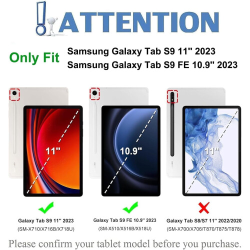 Λεπτή θήκη πληκτρολογίου συμβατή με Samsung Galaxy Tab S9FE10.9" / S9 11" (2023), αποσπώμενη, 1