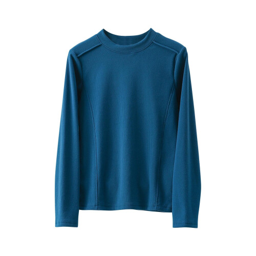 Dam sammet fleece rund halsringning underställströja blå XL 1