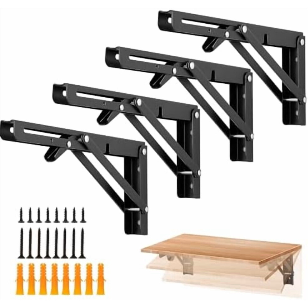 4-Pack 10" Folding Triangle Shelf Brackets Â Matte Black 9104899435835