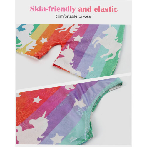 Κορμάκια γυμναστικής για κορίτσια Unicorn Rainbow Sparkle Biketard για νήπια 1
