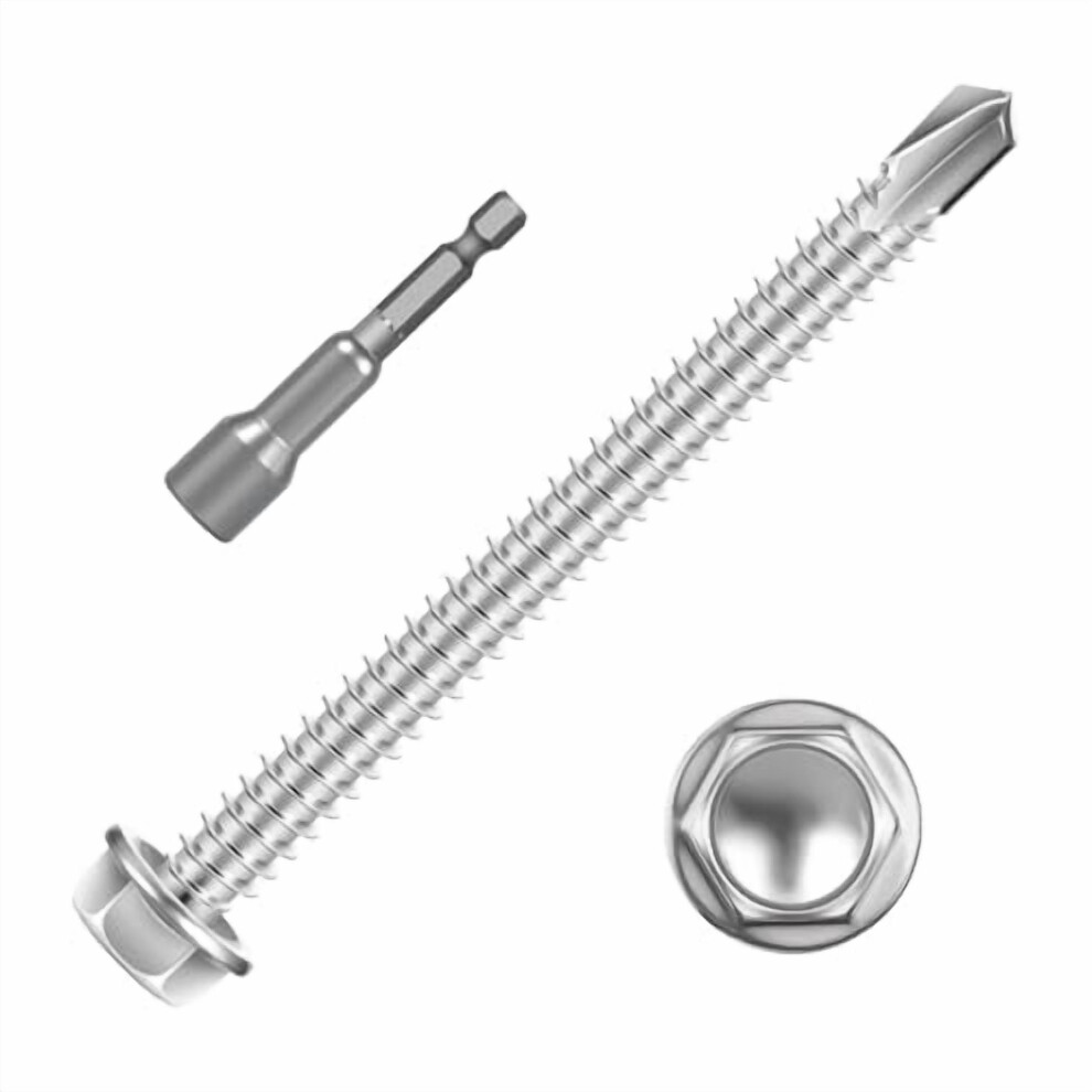 Sheet Metal Screws Hex Washer Head 410 Stainless Steel 50 9341593793759