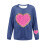 Felpa da donna a coste con scollo rotondo e cuore per San Valentino, lunga 4