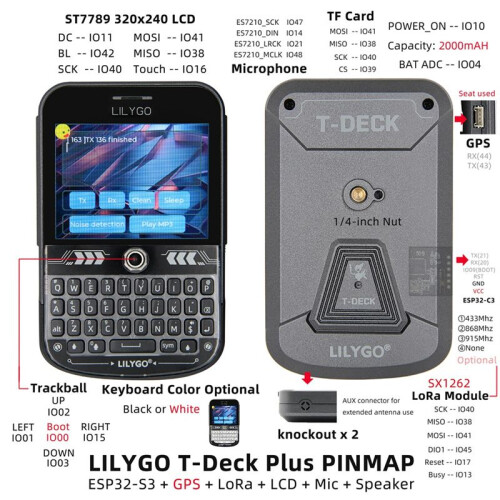 LILYGO T-Deck  ESP32-S3 Development Board GPS LoRaWAN Long Distance Communication 433MHz SX1262 LoRa Transceiver 2