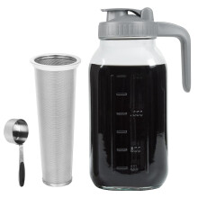 Cold Brew Coffee Maker 64oz Glass Mason Jar Pitcher with Filter Airtight Seal and VShaped Spout