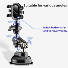 Car Phone Holder Shooting Car 2-in-1 Strong Suction Cup Multi Angle Adjustable Aluminum Alloy Clip Holder,A
