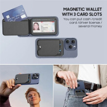 2in1 Magnetic for Wallet Stand,PU Magnetic Card Holder Wallet for IPhone16/15 Series with Adjustable Holder B