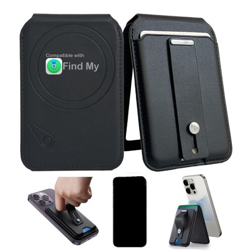 For  Wallet with Find My Functionality, 3000g Magnetic Strength, Adjustable Stand for  Brown 2