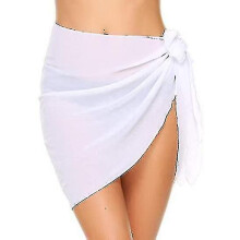 (190x46cm,White)Beach Wrap Sarong Swimsuit Cover Ups For Women Breathable Fast Drying Sarong Skirt_w