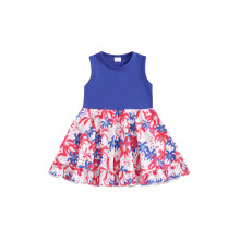 (3-4 Years, Blue) Sommerkleid für Kleinkinder, lässig, mit Feuerwerksmotiv zum 4. Juli, ärmellos, A-Linie, für Strandpartys, süße Kleidung