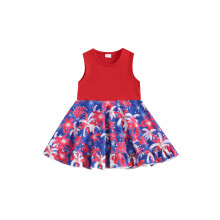 (12-18 Months, Red) Sommerkleid für Kleinkinder, lässig, mit Feuerwerksmotiv zum 4. Juli, ärmellos, A-Linie, für Strandpartys, süße Kleidung