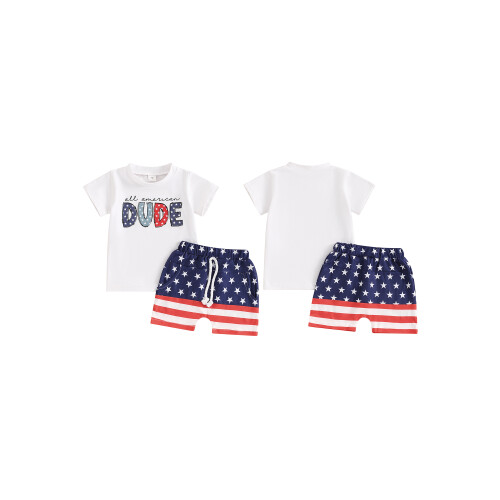 (12-18 Months, White) Ensemble bébé garçon 4 juillet. 1