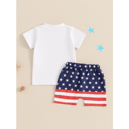 (0-6 Months, White) Ensemble bébé garçon 4 juillet. 2