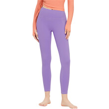 (L, Purple) Dames yoga legging, effen kleur, hoge taille, joggingbroek met buikcontrole, workout/fietsbroek