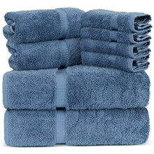 Premium Cotton Super Soft and Absorbent Turkish Towels (8-Piece Towel Set, Wedgewood)