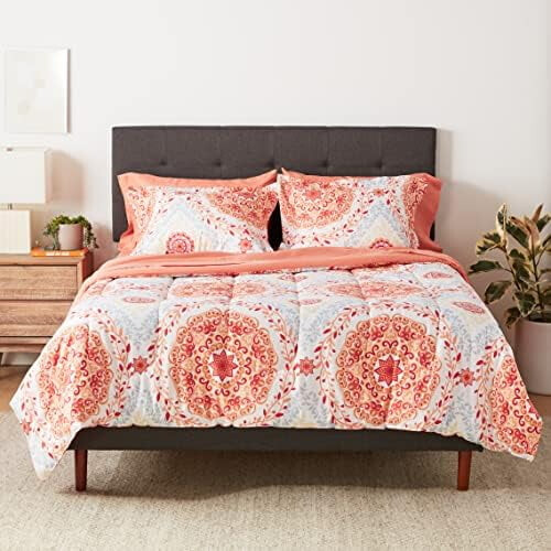 Ensemble de couette 7 pièces à motif floral vert pour lit king