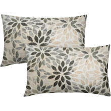 Bruine Dahlia linnen kussenslopen 12x20 inch, set van 2