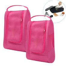 Shoe Bags for Travel - Portable Oxford Shoes Storage Bag, Side Mesh Windows Shoe Pouch, Shoe Packing Cubes for Men Women - (Hot Pink, 2Pack)