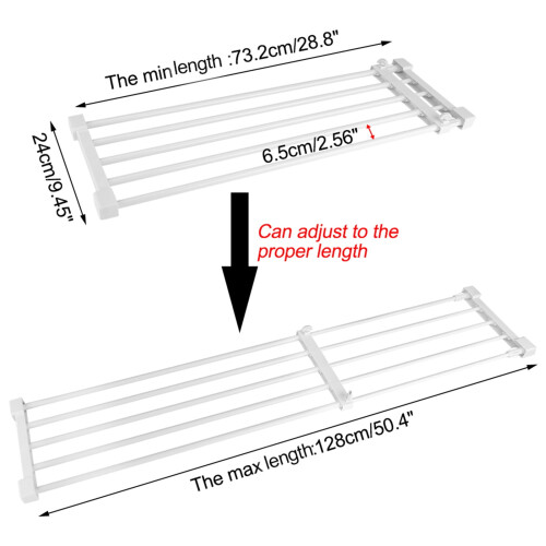 Adjustable Cupboard Rack 75-120cm, Telescopic Wardrobe Divider Shelf – Compatible with Standard Closets 1