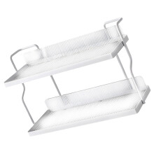 Witte kruidenorganizer met dubbel schap, 30,5 x 20,3 x 12,2 cm