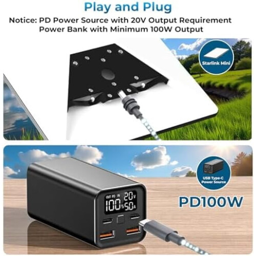 Cable Starlink Mini DC a DC de 16,4 pies y 20 V 1