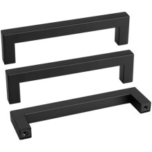 Poignées de meuble en acier inoxydable noir mat, 96 mm, lot de 10