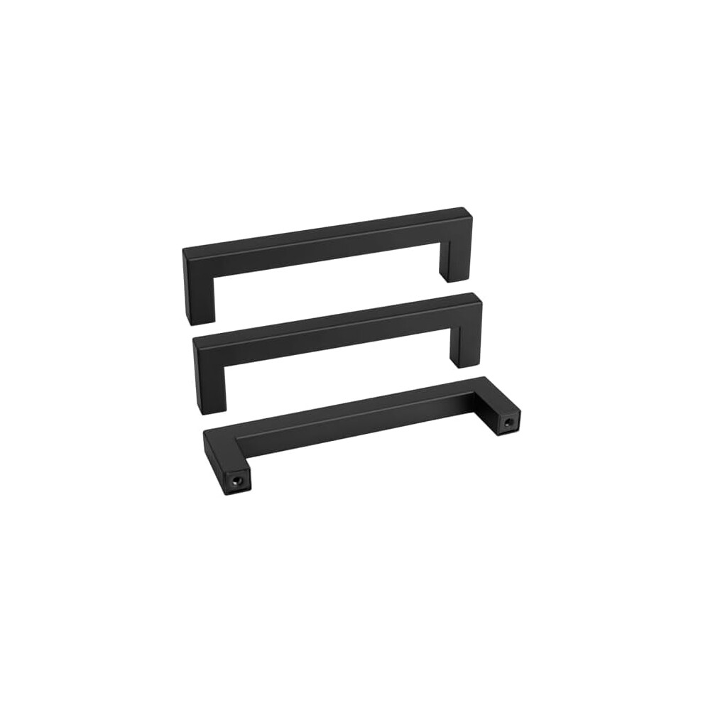 5" Matte Black Stainless Steel Cabinet Handles, 128Mm Square Bar Pulls For Kitchen & Bathroom Â Compatible With Standard Cabinets 9175034193392