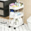 3-Layer Rolling Storage Cart with Armrests 14x9x27in White 5