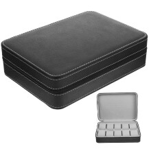 4Set Watch Jewelry Box Simple Style For Home Use And Travel Black Pu Leather