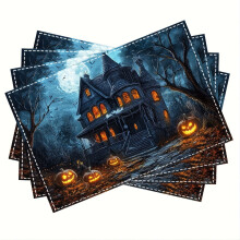 Set van 4 linnen placemats (30 x 45 cm) met Halloween-design