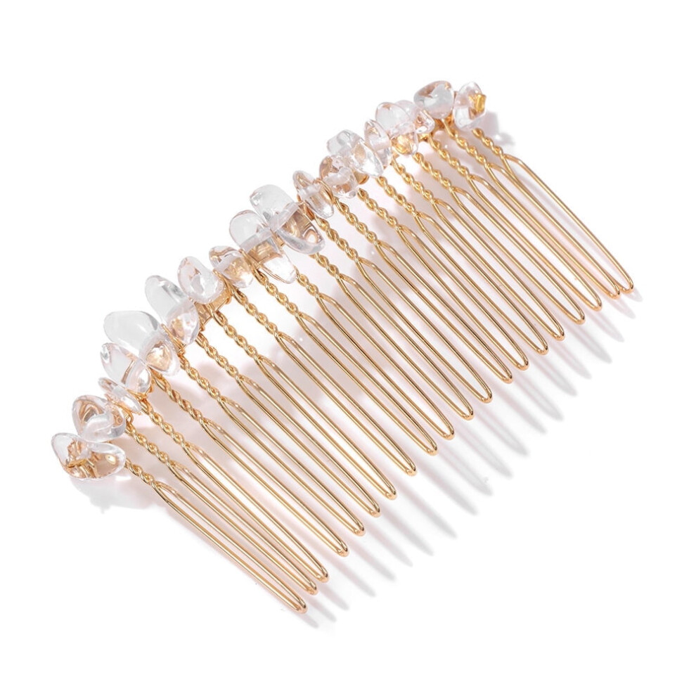 Women's decorative side comb with raw crystal accents