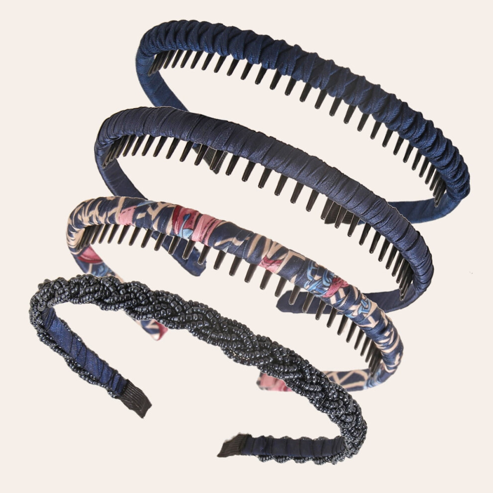Unisex 4Pcs Nonslip Floral Headbands For Women Â Elastic Cloth & Resin Hoop Hair Accessories For Makeup, Face Washing (Compatible With All Hair Types)