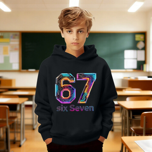 Sweat à capuche garçon/fille, motif graphique amusant, 6-7 ans 1