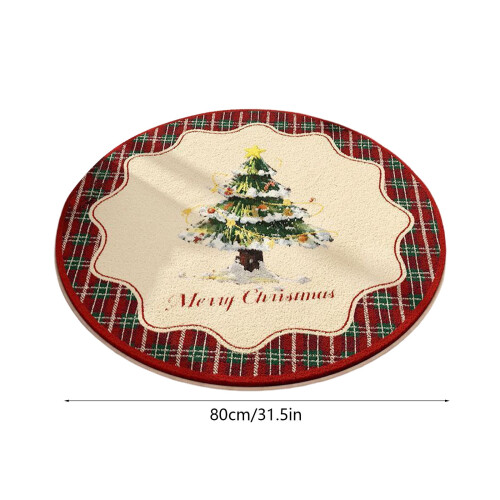 Tapis de Noël rond 80x80cm en polyester antidérapant 2