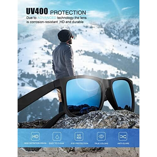 Γυαλιά ηλίου Polarized για άνδρες, γυναίκες, κλασικό ματ μαύρο σκελετό, προστασία UV, 3 1