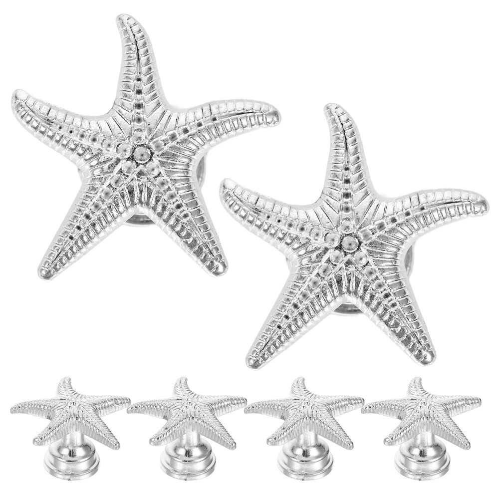6Pcs Zinc Alloy Sea Star Dresser Knobs Decorative Cabinet Knobs For Kitchen And Bathroom Cute Handles For Cabinet Drawers Doors 9357860791045