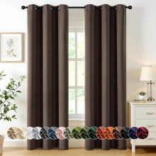 Chocolate Brown Blackout Curtains 40x72", 2 Panels, Thermal Insulated, Noise Reduction, Grommet Top, Compatible with Standard Rods