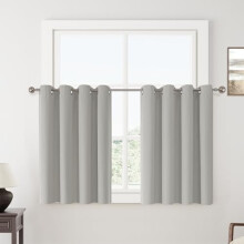 100% Blackout Light Grey Solid Curtains, 52x45", 2 Panels, Grommet Top, Thermal Insulated & Soundproof – Compatible with Standard Rods