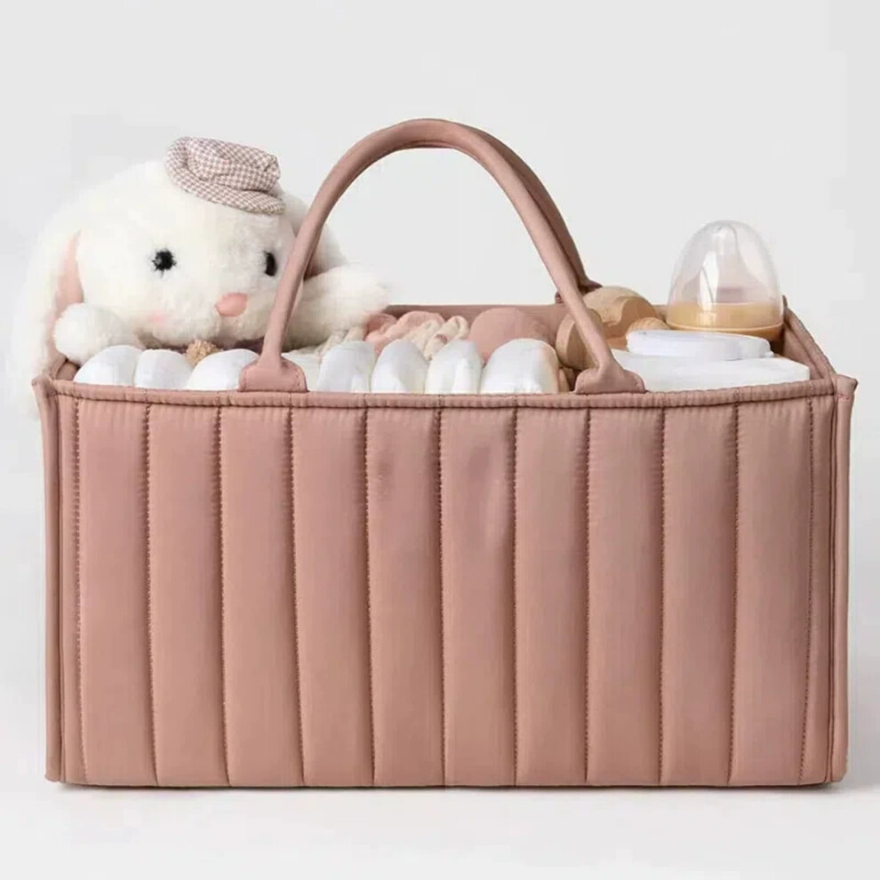 Baby Diaper Caddy Organizer, Stylish Storage Basket for Newborn Essentials and Diaper Station, Gift for Baby Shower Must-Have, Hot Pink