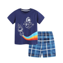 Pijama de algodón para niño pequeño, 2 piezas, manga corta, ropa de dormir de verano para niños.