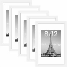 Set de 5 rame foto 8x12, imagini de afișat 6x8 cu suport sau 8x12 fără suport, rame foto galerie de perete, albe