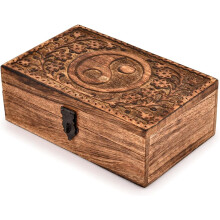 Smyckeskrin i mangoträ, liten förvaringslåda, presentask för möhippa, dekorativ låda (20 x 13 x 7,5 cm)