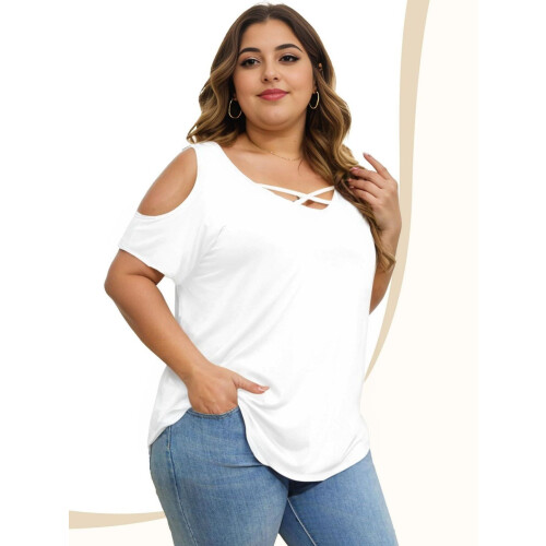 Top/camicetta da donna con scollo a V, incrocio sulle spalle e spalle scoperte. 1
