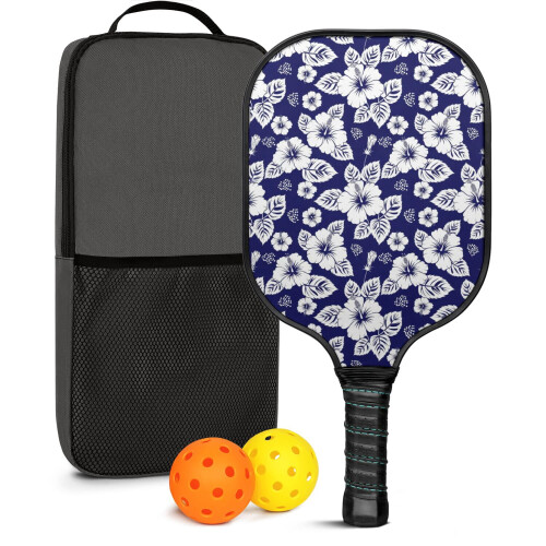 Σετ κουπιών Pickleball από fiberglass με λουλούδια και 2 μπάλες και τσάντα – Συμβατό με