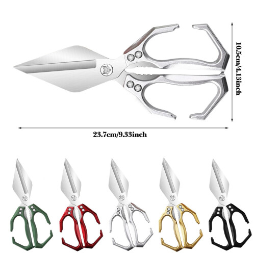 Heavy-Duty Stainless Steel Kitchen Shears, Dishwasher Safe, Universal Grip, Compatible with Sharp 2