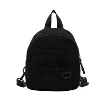 Mini-Rucksack aus Cord für Damen, schwarz, verstellbarer Tragegurt
