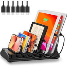 ZLC-laadstation 60W met 6 poorten voor iPhone, iPad, telefoons, tablets en meer – compatibel met iPhone en iPad.