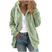 Abrigos largos de invierno Aoujea para mujer, tallas grandes, color liso, cálidos, holgados, de felpa, con cremallera y capucha, con bolsillos,