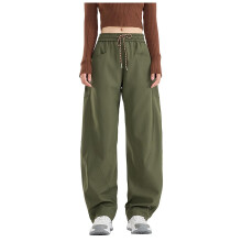 Calça Cargo Feminina Impermeável Corta-Vento – Cintura Elástica com Cordão, Bolsos Elásticos Espaçosos, Tamanhos P-3XG, Ideal para Caminhadas